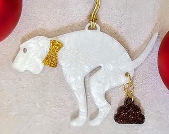 Personalized Pooping Dog Ornament