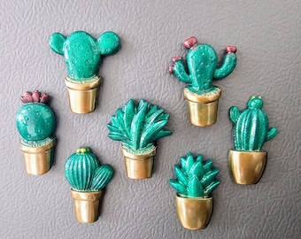 Set van 7 sappige magneten, decoraties met woestijnthema, cactusmagneten