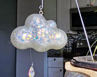 Estaca para plantas con forma de nube de lluvia y atrapasueños con forma de gota de lluvia