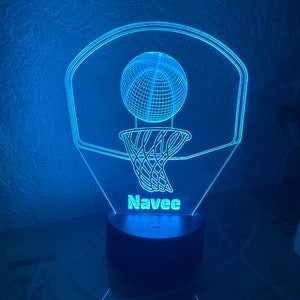 Personalized BASKETBALL HOOP Lamp 3D Night Lamp with Name | Gift for Soccer Player | Personalized Gift for Kids | Night Desk Lamp