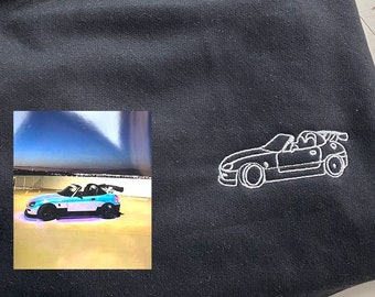 Custom Car Embroidered Hoodie from Photo, Put Your Car on a Hoodie, Personalized Cars Embroidered Crewneck Hoodie, Custom Fathers Day Gift
