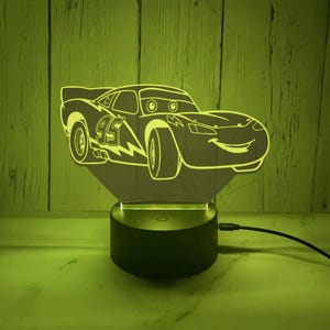 Personalized Lightning Mcqueen LED Night Light | Customizable Gift | Kids Room Lamp | Multi Color | Cars | Kids Gift | Cars LED Gift
