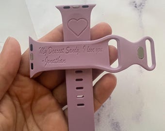 Your Handwriting or Our Fonts Personalized Inscription Silicone Apple Watch Bands gift Anniversary Birthday Mothers Fathers Christmas day