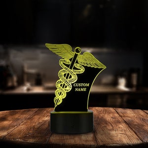 Personalized Desk Lamp with Medicine Sign as Thank You Gift for Doctor. Perfect Doctor Gift Customized Led Light. Custom Night Lamp for Him