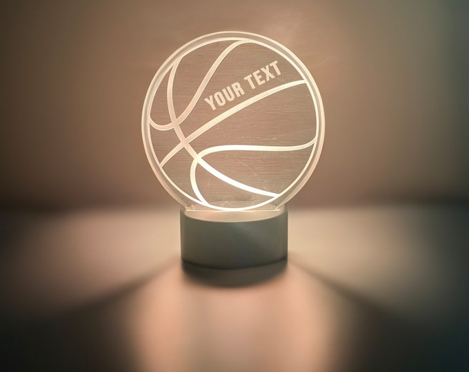 Basketball Personalized LED Night Lamp - Custom LightGift for Fans, Sports Bedroom, Game Room Decor, Party Enhancer, Remote Included