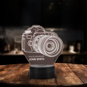 Camera Led Lamp Photographer Gift, 3D Illusion Lamp, Night Light for Photography Lover Personalized Camera Led Light Gift for Photographers