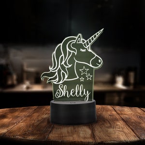 Personalized Unicorn Lamp for Kids, Name Engraved Unicorn Lamp, Unicorn Lamp Gift for Kids, Unicorn Personalized Name Lamp