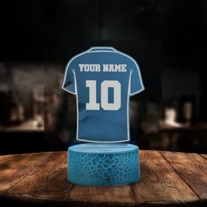 Personalized FOOTBALL SOCCER JERSEY Lamp 3D Night Lamp with Name | Gift for Soccer Player | Personalized Gift for Kids | Night Desk Lamp