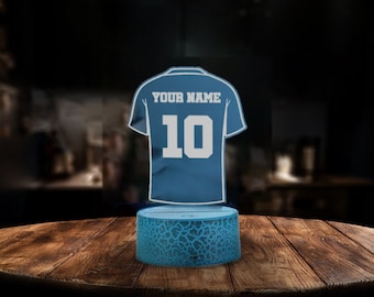 Personalized FOOTBALL SOCCER JERSEY Lamp 3D Night Lamp with Name | Gift for Soccer Player | Personalized Gift for Kids | Night Desk Lamp
