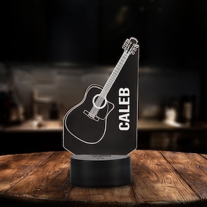 Custom Music Lovers Guitar Desk Lamp Gift for Musicians. Personalized Classic Guitar Lamp as Gift for Guitarist. Custom Night Light Gift