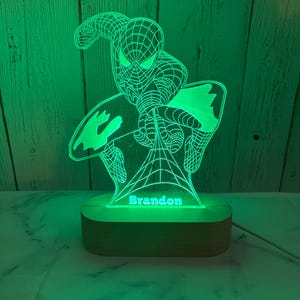 Personalized SPIDER MAN Night Lamp Light For Kids - Super Hero Fans Gift - Perfect Birthday Present for Boy - Christmas Gift for Everyone