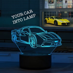 Custom Car Acrylic LED Lamp, Custom Car Lamp Gift, Car Lovers Lamp Gift Turn Your Car Into a Lamp