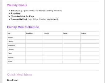 Meal Prep Planner for BUSY MOMS