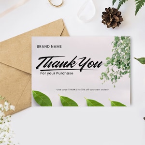 Bearbeitbare Danke Vorlage Grün Minimalist Business Danke Vorlage, Danke Serviette Notiz, druckbare Dankeschön