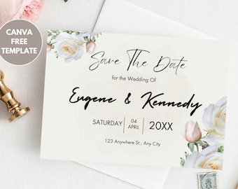 Editable Save The Date Template, Modern Save The Day Invite, Wedding save the date, Save Our Date template, Canva Free TEmplate