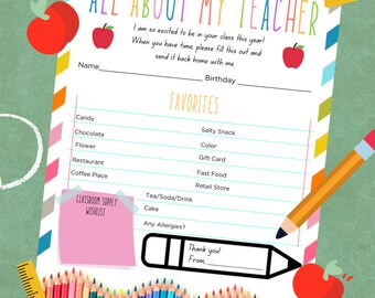 Teacher Favorites Questionnaire