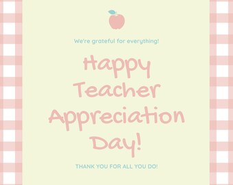 Teacher Appreciation Day Digital Download Card