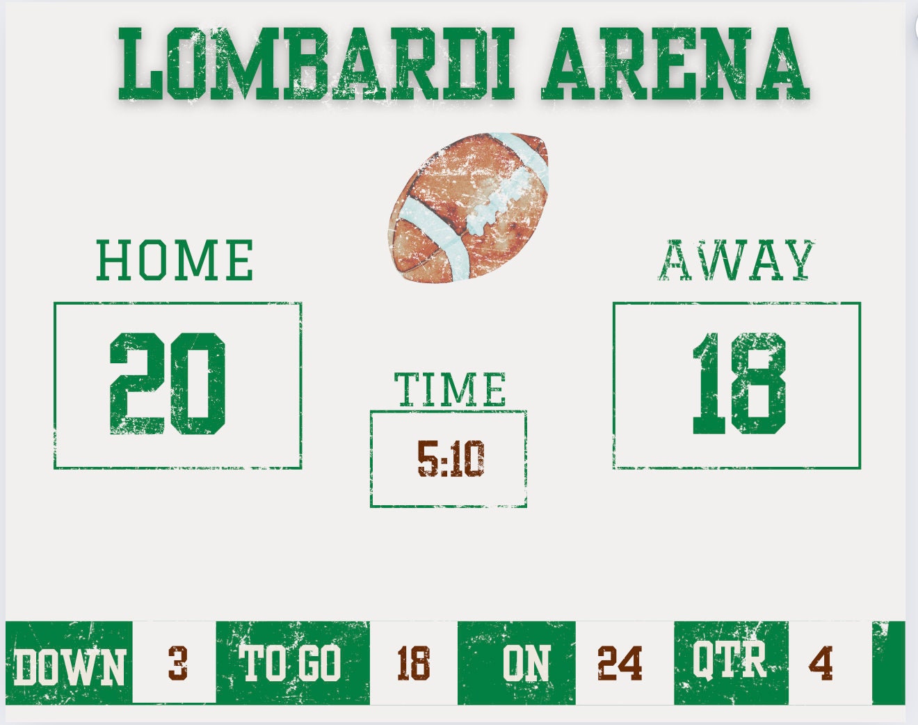Football Sports Scoreboard Art for Kids Room