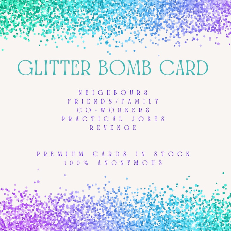 Glitter Bomb Card, Anonymous Prank Card, Surprise Card, Glitter Bomb Card Joke Mail Glitter