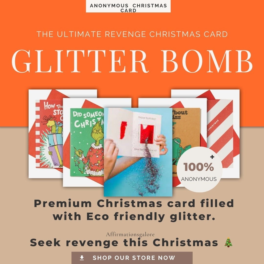 PREMIUM RANDOM Glitter Bomb Christmas Card, Anonymous Prank Christmas