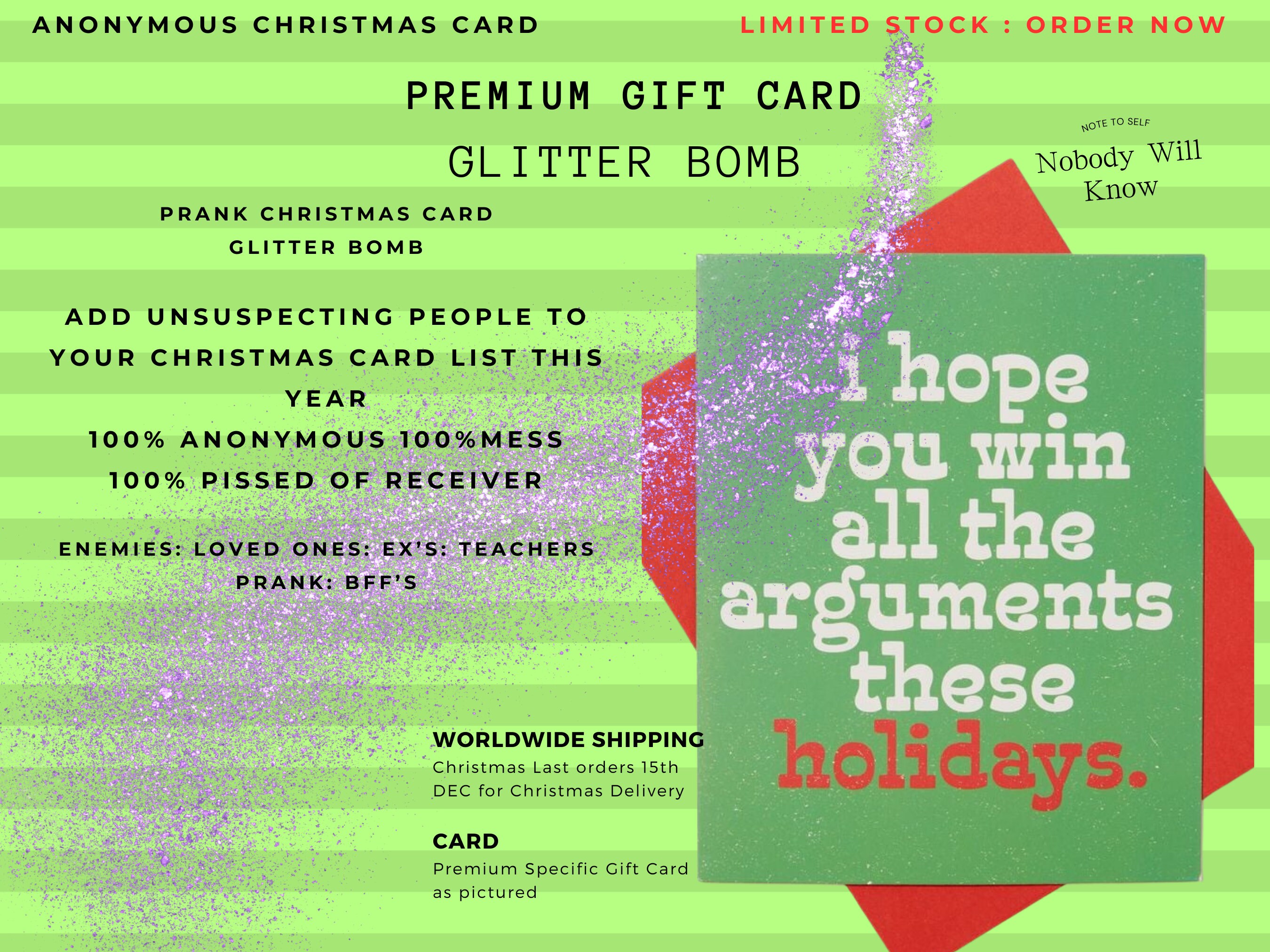 PREMIUM Glitter Bomb Christmas Card Anonymous Prank Christmas Etsy
