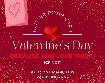 Carte de bombe scintillante pour la Saint-Valentin, carte blague anonyme, carte surprise, carte bombe scintillante Joke Mail : bombe scintillante anonyme