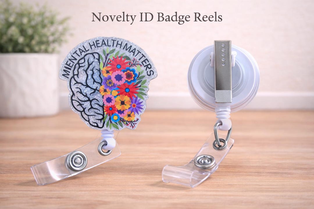 Mental Health Matters Badge Reel: Floral Brain ID Holder - Etsy