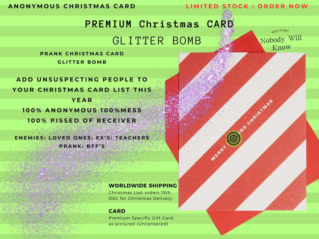 PREMIUM Glitter Bomb Christmas Card Anonymous Prank Christmas - Etsy