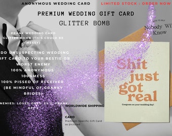 PREMIUM Glitzer Bombe Hochzeitskarte, Anonymer Streich Hochzeitskarte, Überraschung Hochzeitskarte, Lustige Hochzeitskarte: