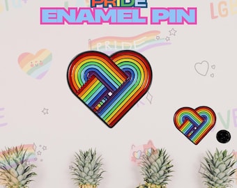Rainbow Heart Pride Enamel Pin - LGBTQ Interlocking Pin
