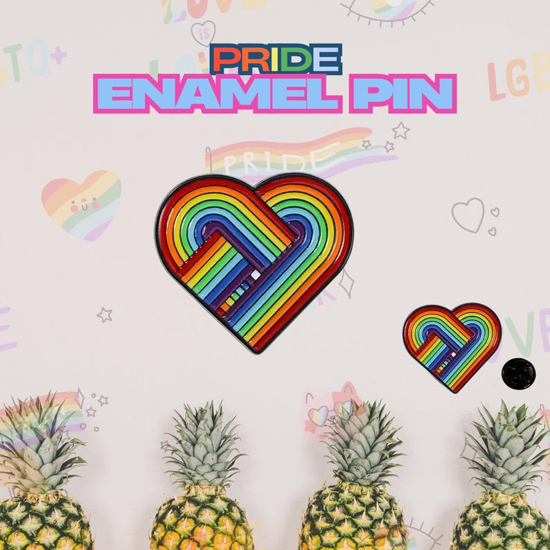 Rainbow Heart Pride Enamel Pin - LGBTQ Interlocking Pin - Etsy