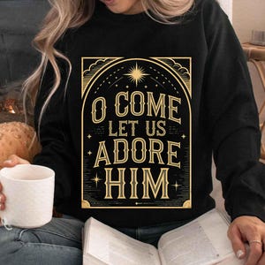 O Come Let Us Adore Him Png Christmas PNG Religious DTF Designs Christian Christmas Sublimation Designs Vintage Jesus Shirts Cute Trendy Png