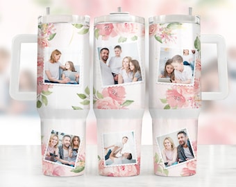 Personalized Photo 40oz Tumbler, Custom Photo 40oz Quencher Tumbler, Handle Tumbler Wrap,Valentines Day, 40oz Tumbler Wrap, Digital Download