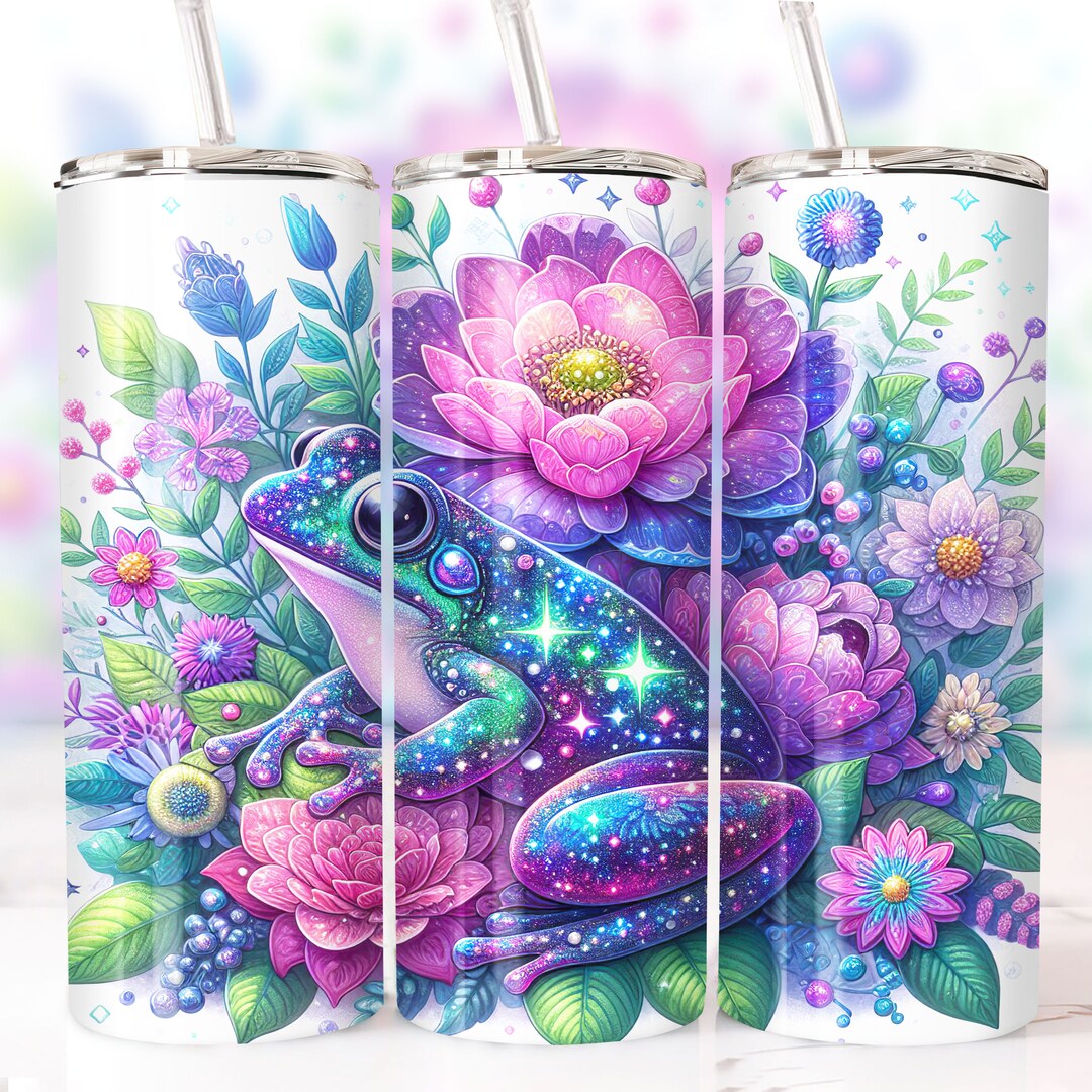 Floral Tree Frog Tumbler Wrap 20 Oz Skinny Tumbler Sublimation Design ...