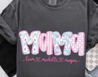 Preppy Floral Mama Bundle Png, Grandmillennial Floral Png, Leopard Png, Mama Floral Png, Mama z imieniem dla dzieci, Striped Mama Png, Dzień Matki