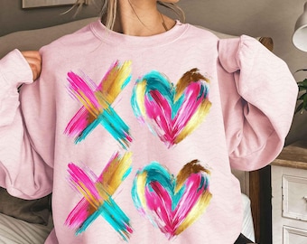 Valentines Day Heart Brushstroke XOXO Valentine's day Png, Retro Valentine Png, Valentines day png, Love Png, Valentine Shirt Design
