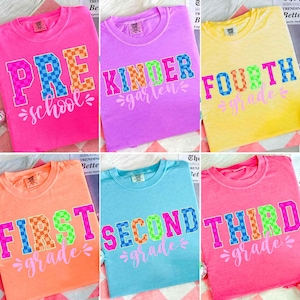 Neon Distressed First/ Second/ Third Grade Bundle Png, Preppy Back To School Png, Pre-k Colorful School Teacher Png, 1st Day Of School Png