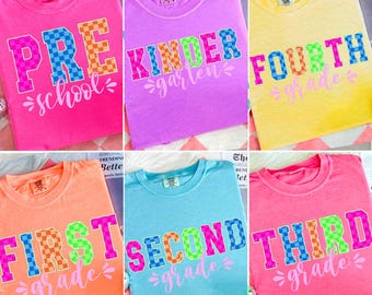Neon Distressed Erste / Zweite / Dritte Klasse Bundle Png, Preppy Zurück in der Schule Png, Pre-k Bunter Schullehrer Png, 1. Schultag Png