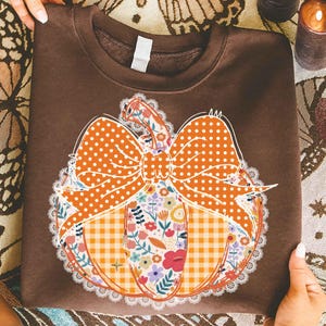 Preppy Fall Pumpkin Lace png, Coquette Fall png, Shabby Chic Cottage Core Ditsy Flowers Fall png, Autumn png, Girly Floral Fall png, Plaid