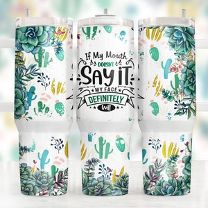 Sarcastic 2 pieces 40 oz Tumbler Png, Funny 40oz Tumbler Wrap Png, Cactus Tumbler 40oz Png Sublimation, Succulent 40 oz Tumbler Template