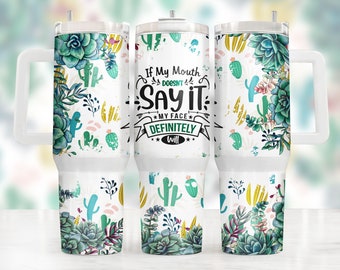 Sarcastic 2 pieces 40 oz Tumbler Png, Funny 40oz Tumbler Wrap Png, Cactus Tumbler 40oz Png Sublimation, Succulent 40 oz Tumbler Template