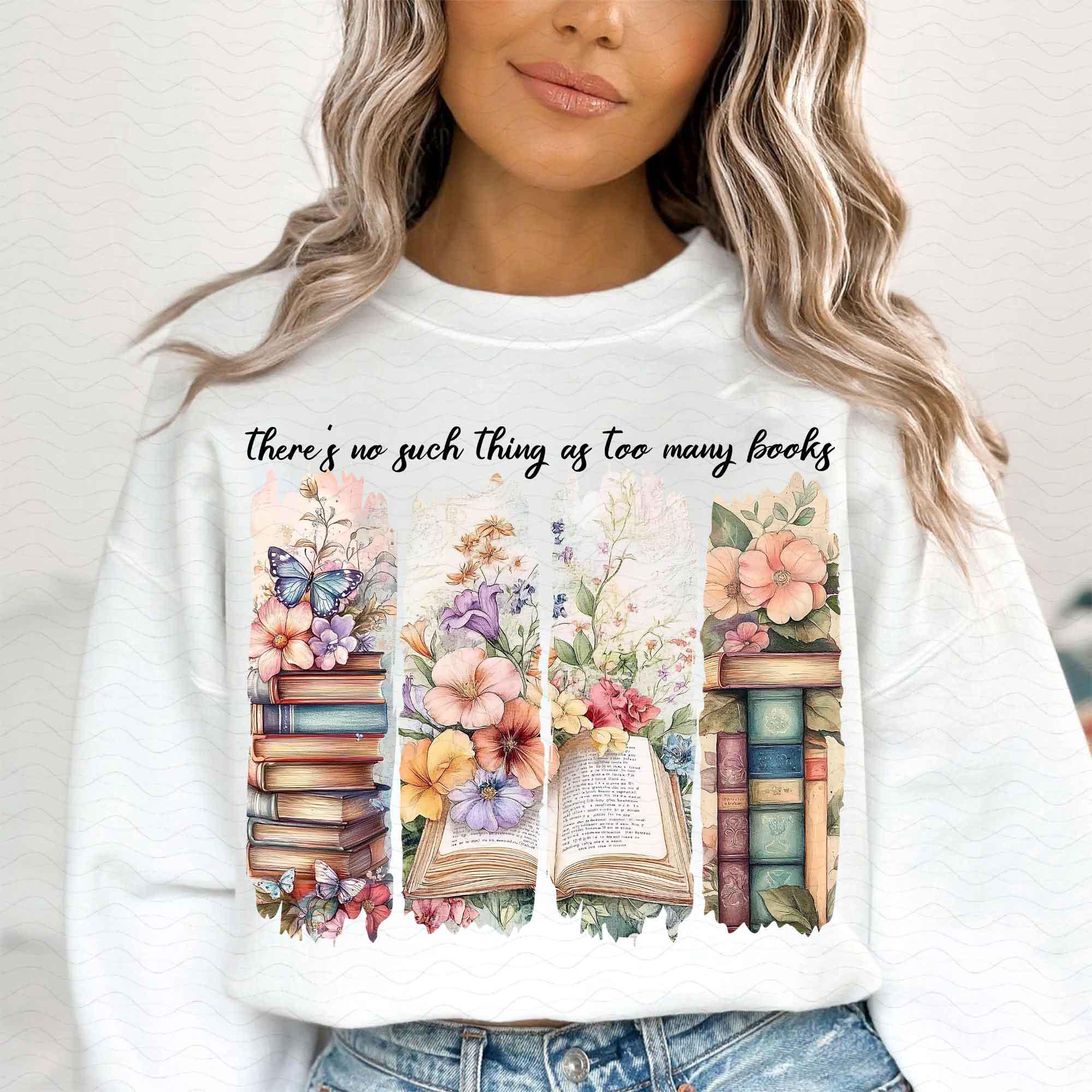 No Such Thing as Too Many Books Png, Book Lover PNG, Brushstroke Png ...