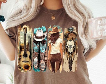 Western Cowgirl Png, Cowboy Boots Png, Cowprint png, Western Turquoise Png, Sunflower Png, Country Brushstroke Png, Trendy Western Png