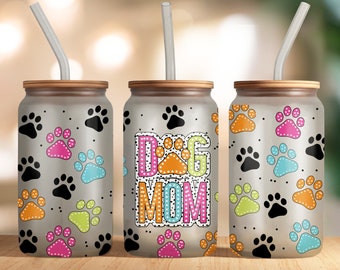 Dog Mom Libbey Glass Wrap, Dog 16 Oz Glass Can Wrap PNG, Dog Lover Glass Tumbler Wrap, Glass Can Sublimation Wrap Design DIGITAL ONLY