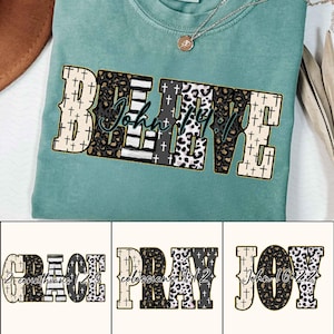 Leopard Bible Bundle Png, Grace Joy Pray Believe Design, Checkered Jesus Png, Jesus Christian Sublimation, Bible Verse Design Download