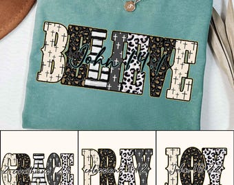 Leopard Bible Bundle Png, Grace Joy Pray Believe Design, Checkered Jesus Png, Jesus Christian Sublimation, Bible Verse Design Download