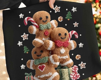 Nepgaren grappige peperkoek kerst png, leuke kerstpeperkoek png, winterkerst png, grof gebreid schattig png, preppy kerstboom