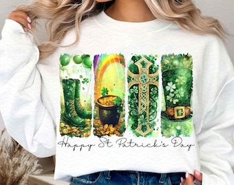 Retro St Patrick's Day PNG, Brushstroke St Pattys Day png, Shamrock PNG, Lucky Charm Png, Irish Png, Leprechaun Png, Clover png Sublimation