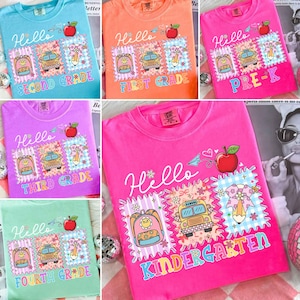 Preppy Back to School PNG Bundle, Hello Kindergarten Pre-K 1st 2d 3d 4th 5th Grades Png, Coquette First day Hand Drawn Teacher Girl
