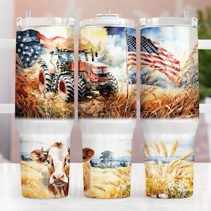 Farm barn tractor 40oz Quencher Tumbler Wrap, cows PNG Tumbler Design, Farmers Sublimation Designs Downloads, farm life 40 oz tumbler